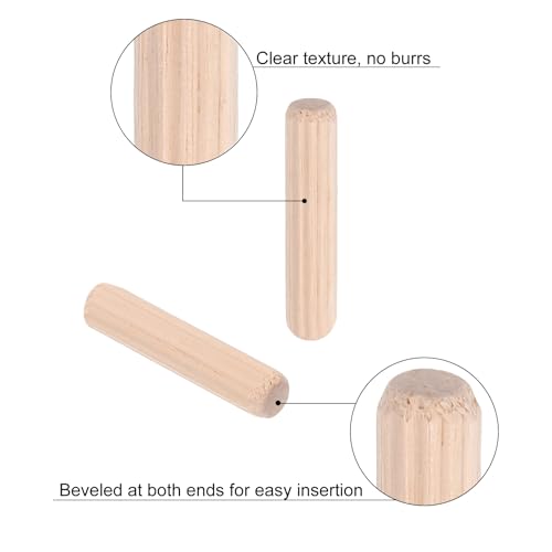 uxcell 200 Pcs Wooden Dowel Pins, 8 x 30mm (0.31 x 1.18 Inch) Wood Dowels Rods, Fluted Dowel Joints for Grooved Woodworking Furniture Craft - size: 8 x 30mm