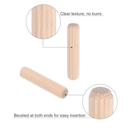 uxcell 200 Pcs Wooden Dowel Pins, 8 x 30mm (0.31 x 1.18 Inch) Wood Dowels Rods, Fluted Dowel Joints for Grooved Woodworking Furniture Craft - size: 8 x 30mm