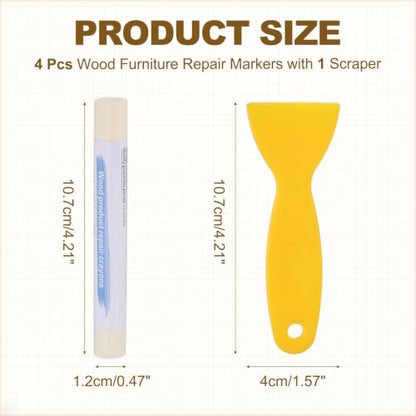 PATIKIL 4Pcs Wood Furniture Repair Markers with Scraper, Beige - color: Beige