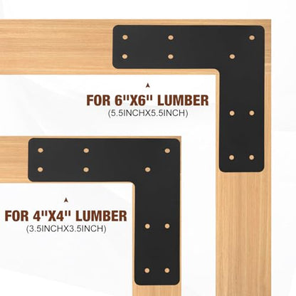 2 Pcs 10"x10" L Post Brackets, Fit 4x4 6x6 Wood, 3MM Thick - style: L Shape(10x10)