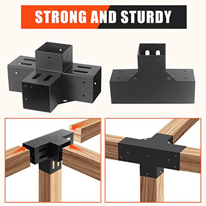 2 Pcs 4"x 4" Pergola Brackets(Actual Fit : 3.6“x3.6“) Post - size: 4-Way 4x4 Inch