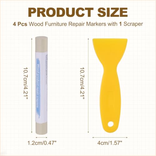 PATIKIL 4Pcs Wood Furniture Repair Markers with Scraper, Brown - color: Brown