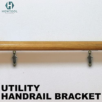 Stair Handrail Brackets Wooden Railing Support Antique Brass, 3 Pack | HOWTOOL - color: Antique Brass