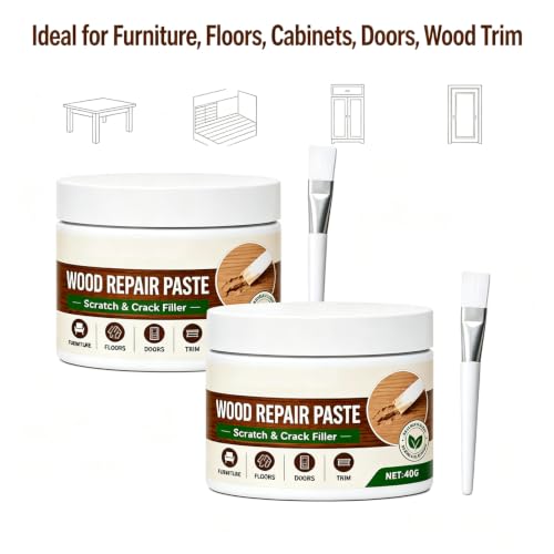 Wood Fille, Wood Putty, Wood Repair Paste for Furniture and Floor, Quick Touch-Up Paste for Tables, Cabinets, Doors and Wood Surfaces (White)