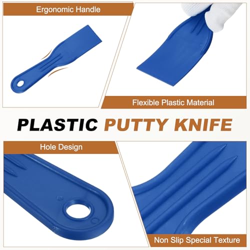 HARFINGTON 5pcs Putty Knife Scraper 2" Width Flexible Plastic Blue - color: Blue, size: 2"