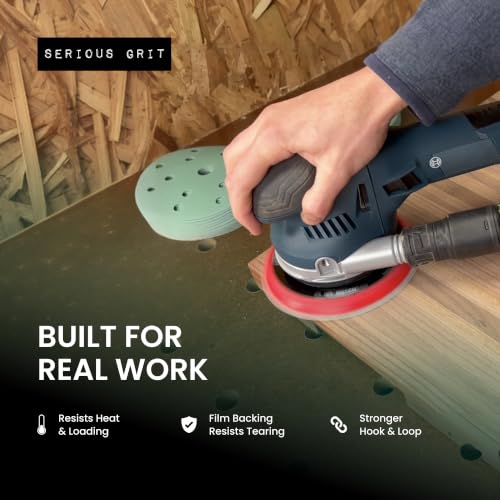 Serious Grit - 6-Inch 15-Hole P320 Grit Sanding Discs - 50 Pack Box - size: 320 Grit