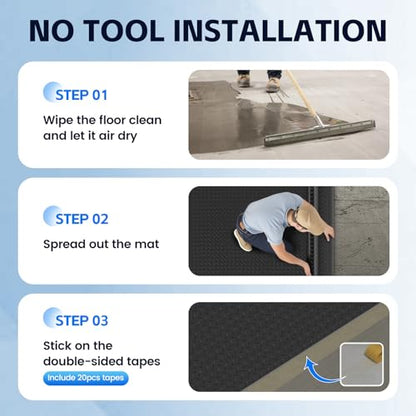 StellarStar 8x20 FT Garage Floor Mat, 2.8mm Thickened PVC Diamond Plate - color: Black, size: 8x20 FT