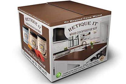 Retique It Liquid Wood Countertop Kit with Wood Gel Stain - Genuine Wood Finished countertops (64 oz (All Countertops), 20 Java), 42 oz (All Countertops) (RETQ-WoodnStain) - color: 20 Java, size: 42 oz (All Countertops)