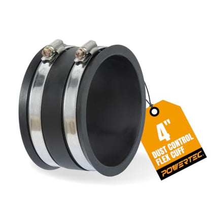 POWERTEC 70149 4 Inch Dust Control Flex Cuff with Steel Hose Clamps, Hose Connector Rubber Cuff Coupler for Woodworking Dust Collection Fittings, Dust Collector Accessories & Machinery, 1 pack - size: 4", 1PK