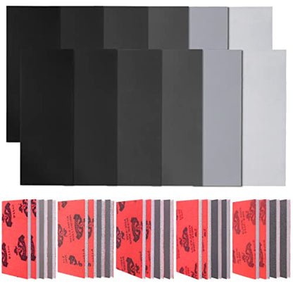 Swpeet 32Pcs 5 Sizes #240-5000 Grit Ultra Fine Sanding Sponge Sanding Pads and 6 Sizes Grit Wet Dry Sandpapers Sheets Assortment Kit, Soft Foam Sand Block Wet Dry Flexible Sanding Pads - size: Assortment Kit