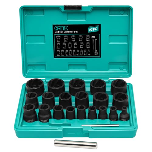 22Pcs Bolt Extractor Set, 8-27mm, 1/2" & 3/8" Drive - size: 22 Piece