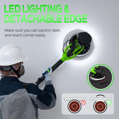 Drywall Sander, 8-Amp Drywall Sander with Vacuum Dust Collector,Light Green - color: Light Green