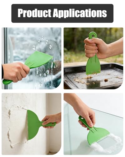 12 Piece Plastic Putty Knife Set Flexible Scraper Tool Kit Green