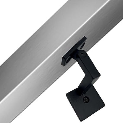 Modern Adjustable Heavy-Duty Brackets (3-Pack) Easy to Install Solid Bracket for Stair Railing - Real Satin Black NOT Matte or Flat Color