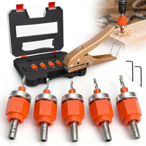 Chumia 6 Pcs Countersink Drill Bit Set, 1/8" to 3/16"