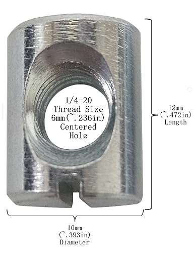 (12) Cross Dowels/Barrel Nuts - 1/4-20 12mm X 10mm Zinc-Plated CNC