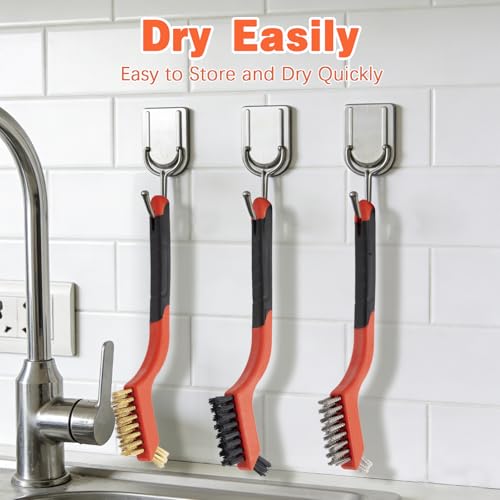 24 Pack Wire Brush Set, 7 in Small Brass Stainless Steel Nylon Brushes