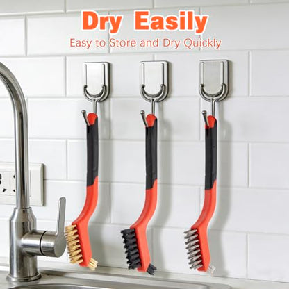 24 Pack Wire Brush Set, 7 in Small Brass Stainless Steel Nylon Brushes