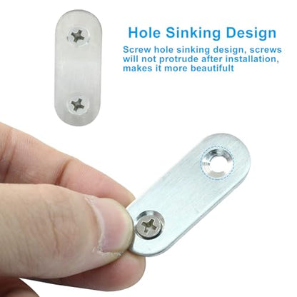 16 Pack 1.5 Inch Stainless Steel Flat Plate Straight Bracket - size: 1.5"- 40mm -Silver