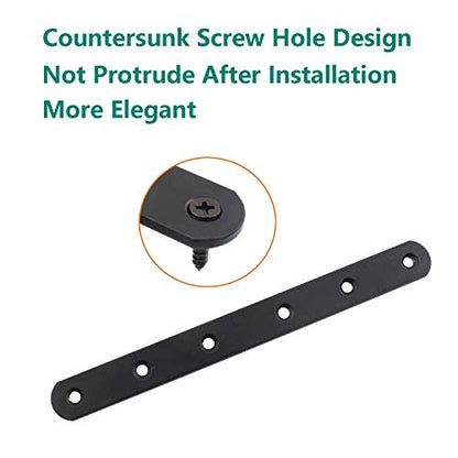 4 Pack Flat Mending Plate for Wood, ULIFESTAR Black Iron Flat Straight Brace Brackets Metal Repair Fixing Wood Brace Joining Plates Connector for Repairing Wooden Furniture with Mounting Screws - size: 8 x 0.79 x 0.12 inches