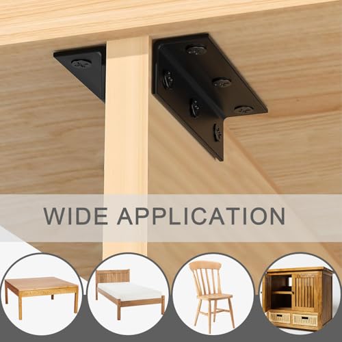 20 PCS Black Steel Corner Brackets 3'' x 0.8'' L Shaped Metal Angle Bracket with Screws, 80 MM 3 Inch Heavy Duty Corner Brace for Wood Furniture, Bookshelf, Cabinet Corner - size: 80x20MM