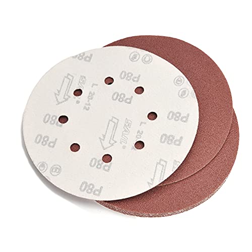Utoolmart 10pcs 7 Inch 8 Hole Hook and Loop Sanding Disc 80Grit Flocking Sandpaper for Random Orbit Sander - size: 80 Grit