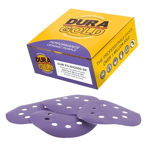 Dura-Gold 2000 Grit 5" Purple Film Ceramic Sanding Discs, Box of 50, 8-Hole - style: 2000 Grit