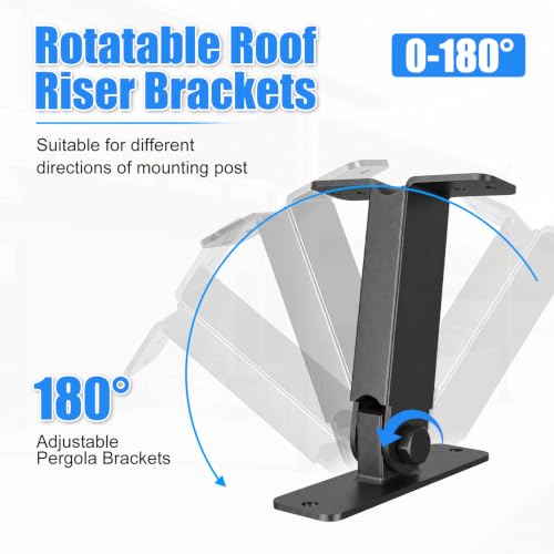 Heavy Duty Roof Riser Brackets, 180° Adjustable Patio Roof Riser, Black Metal Roof Riser Brackets for Patio Cover, Pergola, Gazebo, Wood Post (1 Pack) - color: Adjustable base, size: 1pcs