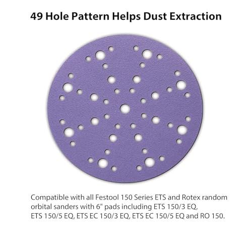 6 Inch 49 Holes Ceramic Sanding Discs Hook and Loop, 240 Grit 6 Inch Orbital Sander Sandpaper, Dust-Free & Film Sanding Disc for Metal Wood, 50 Pack - style: 240 Grit