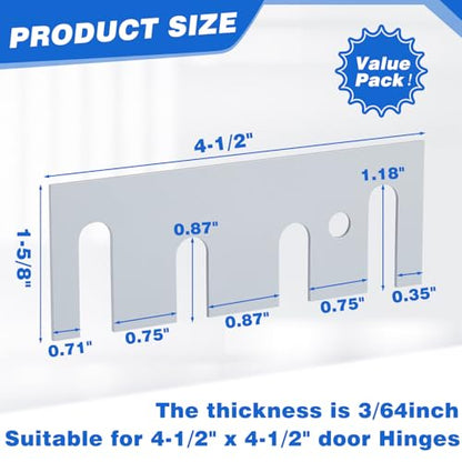 Ferraycle Door Hinge Shims Bulk 16 Gauge Stainless Steel Hinge Spacer with Coated Finish 4-1/2" x 1-5/8" Metal Door Hole Filler Plates for Repair Kit(10 Pack)