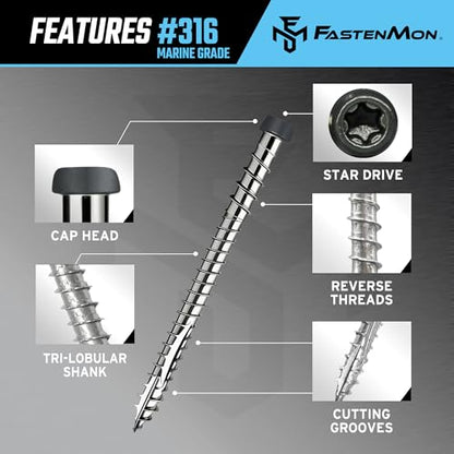 Composite Deck Screws, #10 x 2-1/2", 100PCS, Dark Gray - color: Dark Grey, size: #10 x 2-1/2"