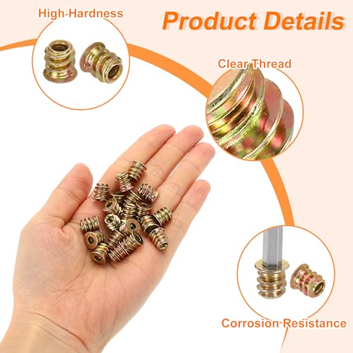 uxcell Wood Furniture M4x10mm Threaded Insert Nuts Interface Hex Socket Drive 20pcs - size: M4x10mm