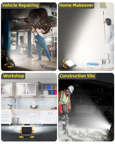 2 Pack 7200LM LED Work Light with Switch, IP66 for Garage Workshop - size: 60W-2P