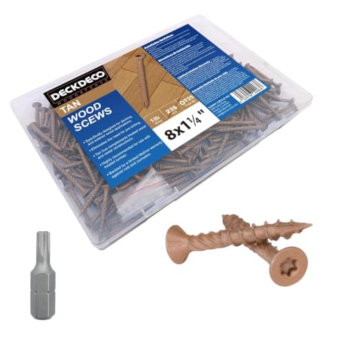 Wood Screws#8 x 1-1/4"Exterior Deck Screws 208pcs(approx)1 lb/Box - size: #8x1-1/4"