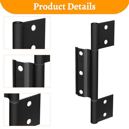 Matte Black Screen Door Hinges, 1/8 Inch Grooved Center - color: Black