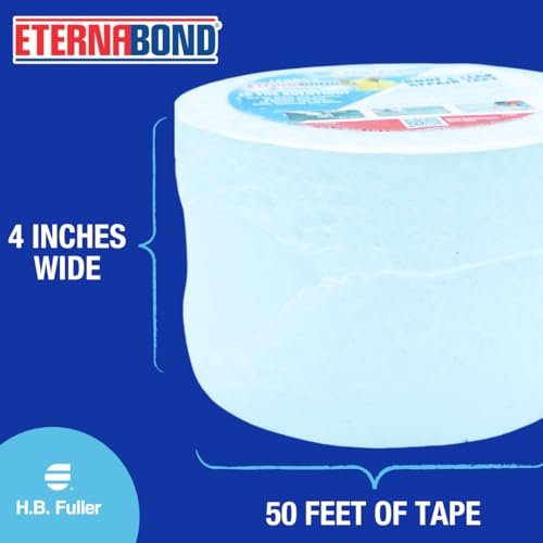EternaBond RoofSeal White 4" x50' MicroSealant UV Stable RV Roof Seal Repair Tape | 35 mil Total Thickness - EB-RW040-50R - One-Step Durable, Waterproof and Airtight Sealant - color: White, size: 4" x 50'