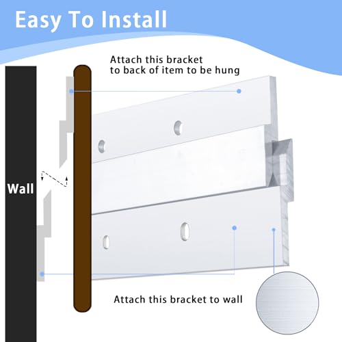 24 Inch French Cleat Hanger, Aluminum French Cleat, Mirror Hanging Hardware, French Cleat Heavy Duty for Panel, Whiteboard, Cabinet, Shelf, Headboard, Art (1 Pair, Support 160lbs) - size: 24 Inch