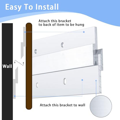 24 Inch French Cleat Hanger, Aluminum French Cleat, Mirror Hanging Hardware, French Cleat Heavy Duty for Panel, Whiteboard, Cabinet, Shelf, Headboard, Art (1 Pair, Support 160lbs) - size: 24 Inch