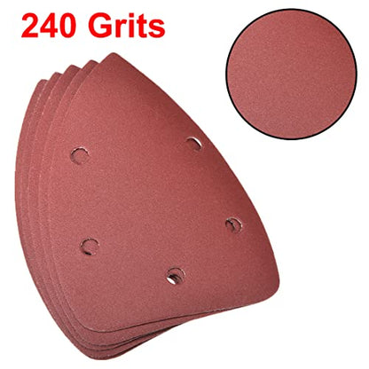 uxcell Detail Sander Sandpaper, Triangular Sanding Paper, Hook and Loop Sanding Pads, Triangle Oscillating Multi Tool, 240 Grits 5 Holes, 10pcs - size: 240 Grits