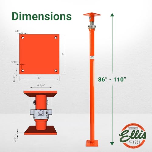Ellis Light-Duty Lifting Shores, Adjustable Screw Jack Post, 86" to 110" - size: 86" - 110"