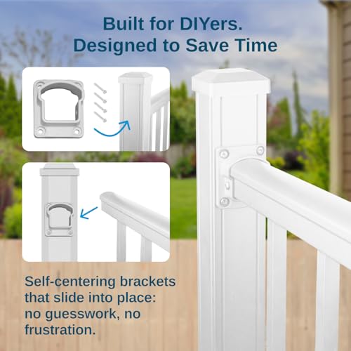 Weatherables 36 in. H x 6 ft. W Stanford Deck Railing Kit – Aluminum Porch & Balcony Railing Kit with White Powder-Coated Finish, Adjustable Outdoor Hand Rail System - size: 36 in. Height, style: 6 ft. Straight