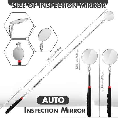 Copkim Telescoping Inspection Mirror for Mechanics,Black,50mm Round - color: Black, style: 50mm Round