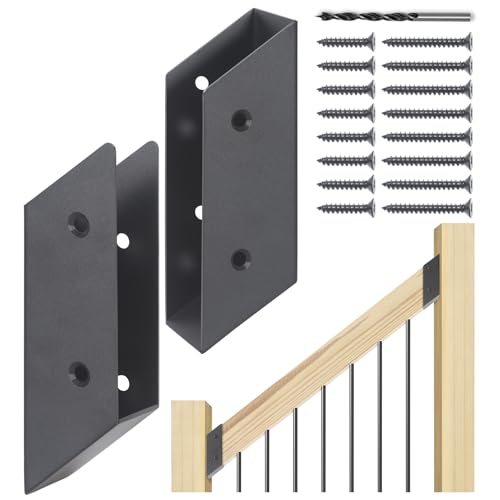 37.5°Stair Angle Stainless Steel Deck Railing Brackets Connectors for 2"x4" (Actual 1.5"x3.5") Railing Wood Post (8 Pair) - size: Angle 37.5°