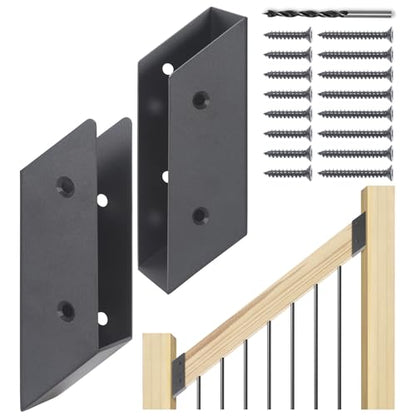 37.5°Stair Angle Stainless Steel Deck Railing Brackets Connectors for 2"x4" (Actual 1.5"x3.5") Railing Wood Post (8 Pair) - size: Angle 37.5°