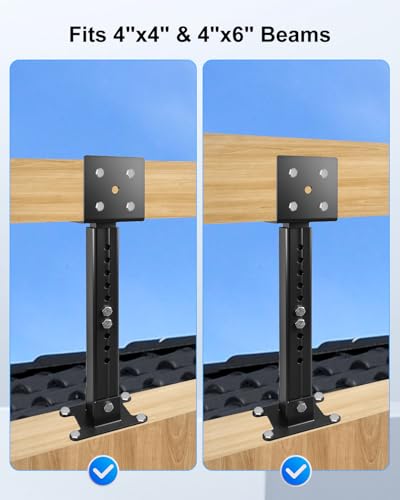 Roof Riser Brackets Kit, Adjustable Saddle for 4"x4" and 4"x6" Wood Post