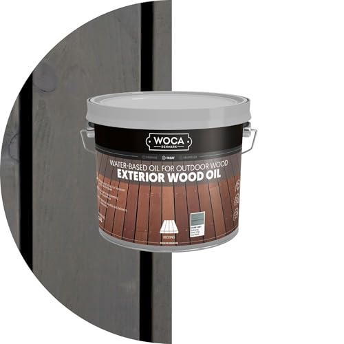 WOCA Denmark - Exterior Wood Oil - Water Based Penetrating Stain for Outdoor Wood Decks, Fences, Siding and Furniture - 2.5L - Stone Grey - color: Stone Gray, size: 2.5L