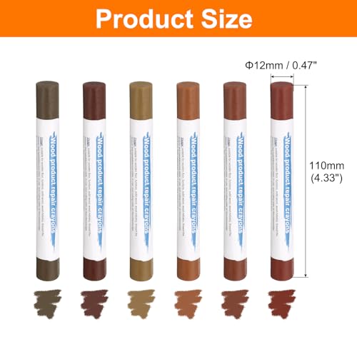 HARFINGTON Wood Filler Sticks 6 Colors Wooden Wax Touch Up Furniture Repair Crayons for Brown, Red, Begonia, Red Oak, Light Teal, Light Red Maple - color: Red Series