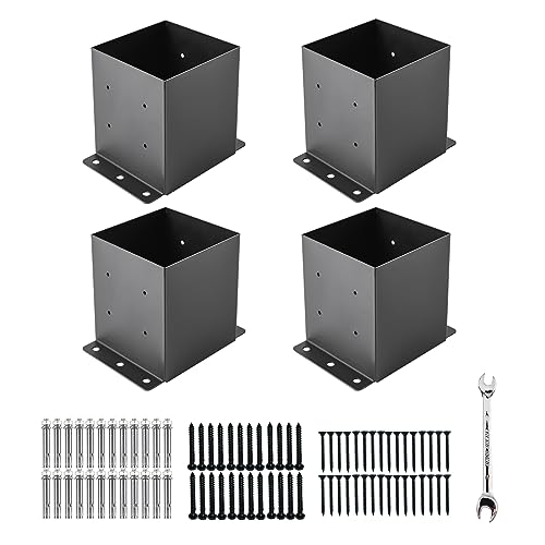 6x6 Post Base 4pcs,Post Brackets(Inner Size 5.6"x5.6") 2mm Thick - size: 6''X6''