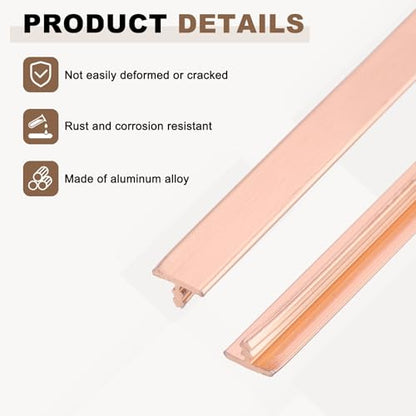 uxcell 3pcs Aluminum T Molding Floor Transition Strip 3 FT x 0.31" Rose - color: Rose