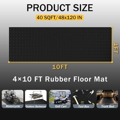 StellarStar 4x10 FT Garage Floor Mat, 2.8mm Thickened PVC Diamond Plate - color: Black, size: 4x10 FT